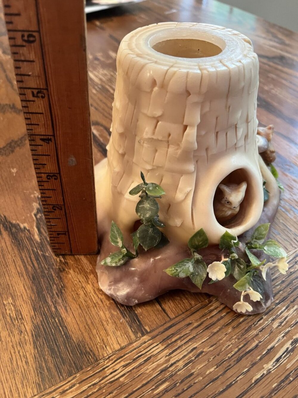Middle Earth Candle Shop 1970s Sculpted Wax Woodland Tree Stump Candle With Deco - Picture 9 of 9